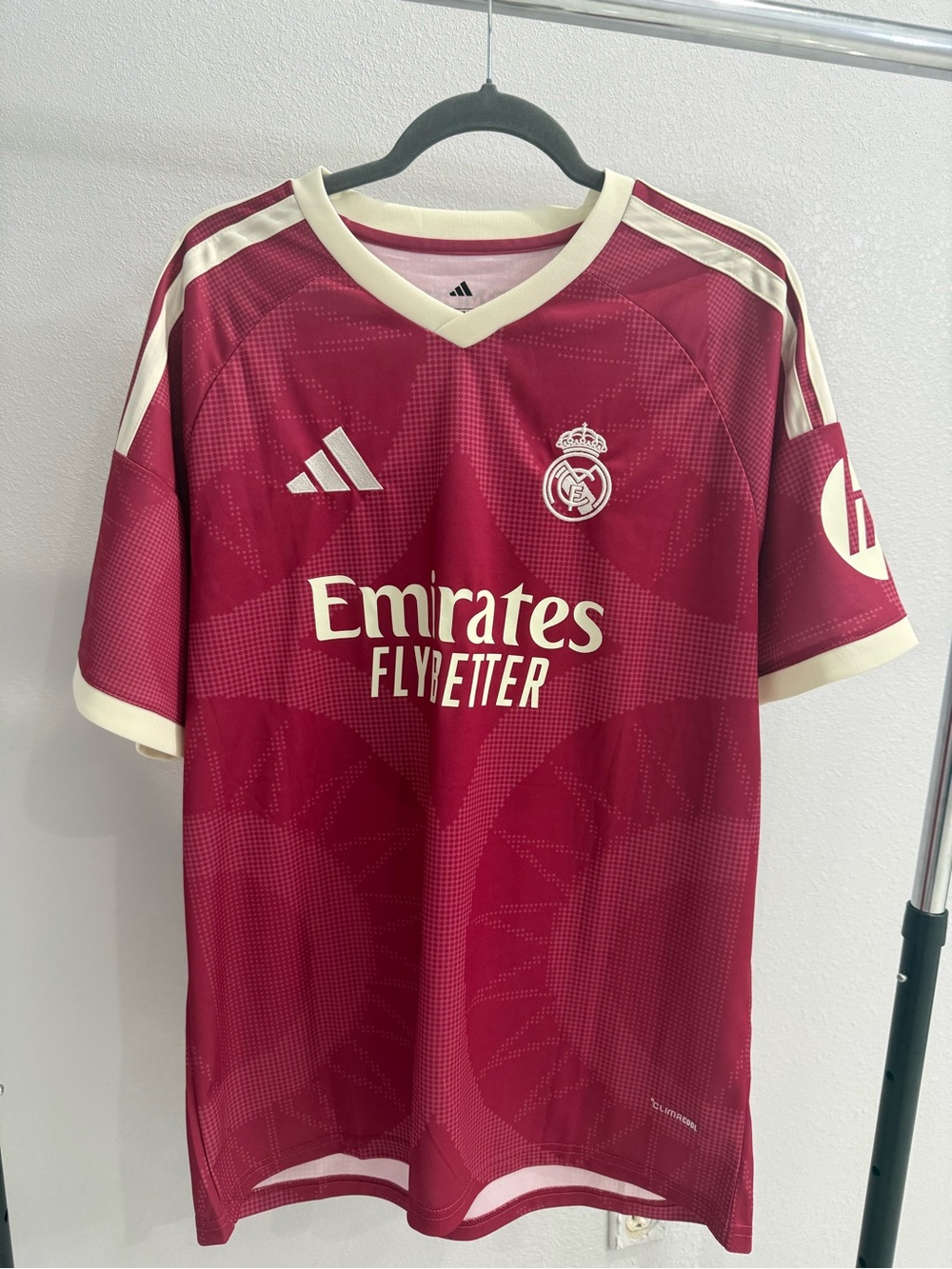 Mbappe #10 Real Madrid Burgundy Adidas Jersey with Cream Trim